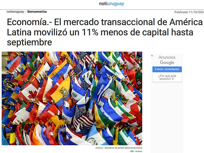 Economa.- El mercado transaccional de Amrica Latina moviliz un 11% menos de capital hasta septiembre
